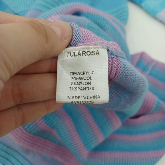 Tularosa Revolve Kinsley Dress In Multi Pastel Striped Wool Off The Shoulder S - Picture 8 of 10